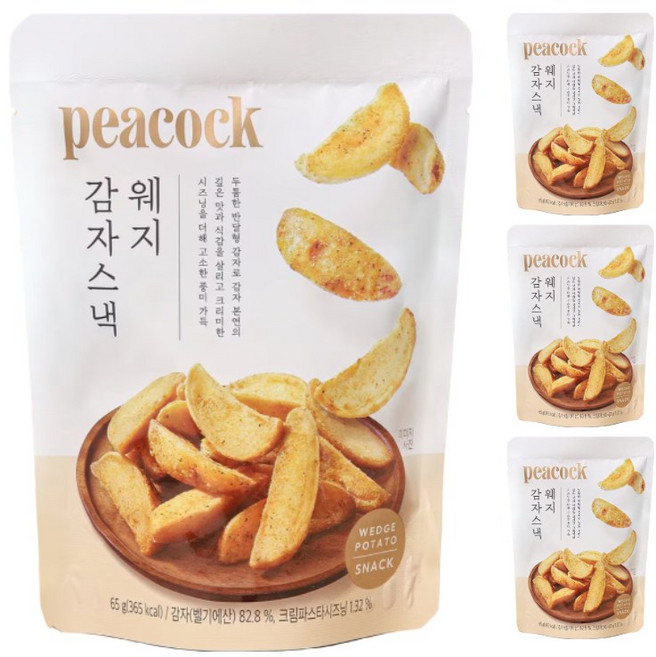 피코크 웨지감자 스낵 크림파스타 시즈닝 감자과자, 4개, 65g