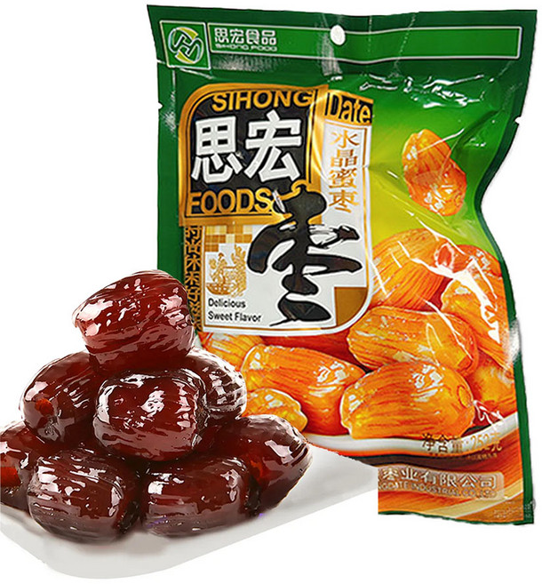 중국식품 쓰훙 아교 무씨 대추 크리스탈 대추 바로 먹을 수 있는 설탕 절임 대추, 2개, 300g
