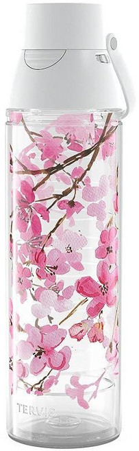 Tervis 일본 벚꽃 디자인 텀블러 및 뚜껑 710ml 투명, Japanese Cherry Blossom, Clear