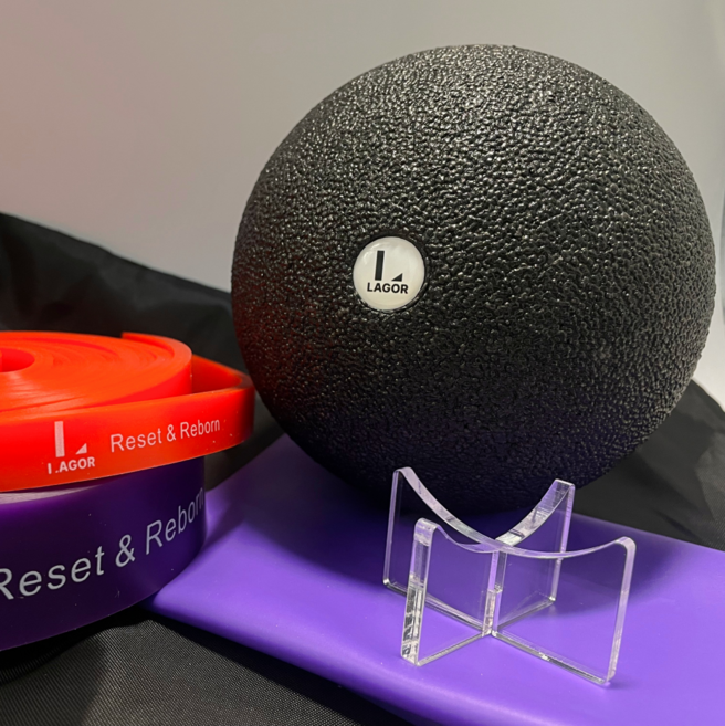 라고르 체형교정전용 마사지볼 밸런스픽스볼 리밸런싱볼, 1개, 체형교정풀패키지 (볼+밴드3종류+거치대+휴대용파우치)