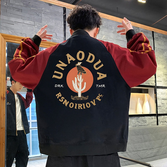 時尚休閒夾克男春秋薄款 舒適透氣飛行夾克 立領防風教練棒球外套