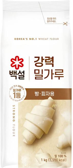 백설 강력 밀가루, 1kg, 6개