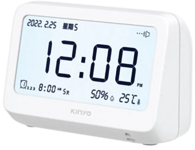 KINYO 電子鬧鐘，具備萬年曆與溫濕度顯示功能，簡約設計適合居家辦公使用, 迷你萬年曆LCD電子鐘TD-396