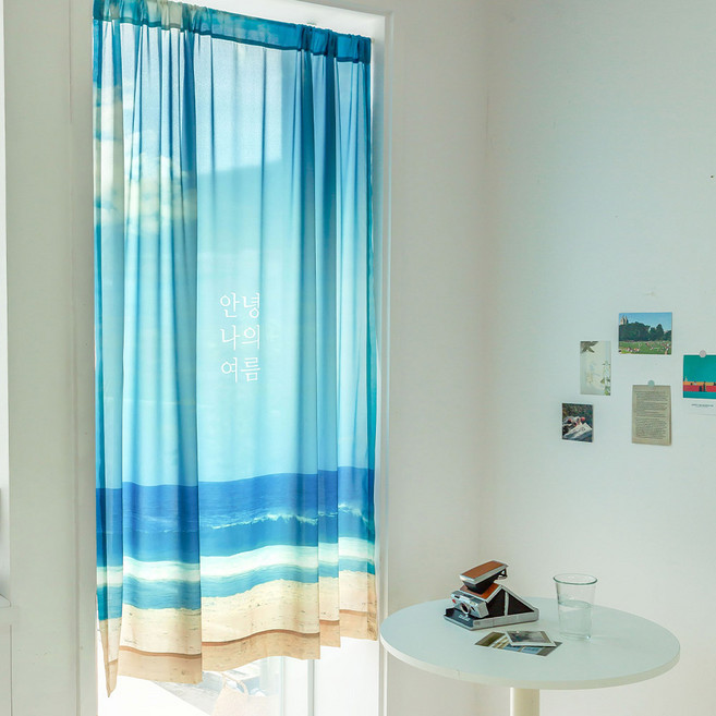 까르데코 공간분리 파티션 방문 도어 창문 DTP프린트 쉬폰 가리개커튼2size