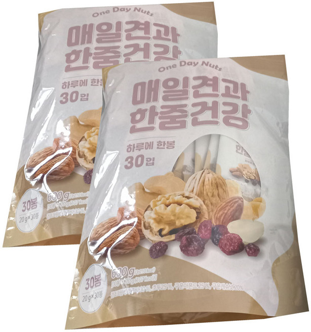 원데이넛츠 매일견과 한줌건강(내용물 소포장), 600g, 2개