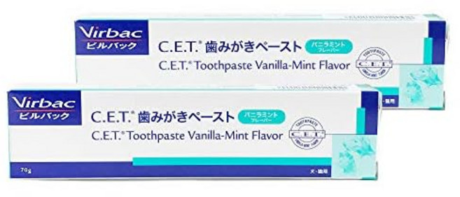 2개 세트 비르백 C.E.T. 반려동물 치약 (바닐라 민트 맛) 70g 재고