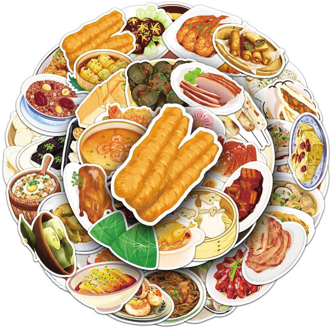 음식스티커 인스 폰꾸 다꾸 노트북 캐리어 리무버블스티커, 1개, 중식스티커