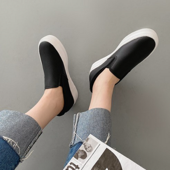 베이직 통굽 가죽 슬립온 3cm 5cm