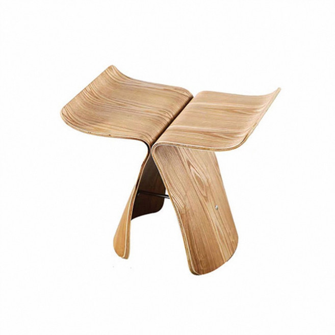 木紋蝴蝶椅凳，環保材質，合理空間, 原木色, 1件