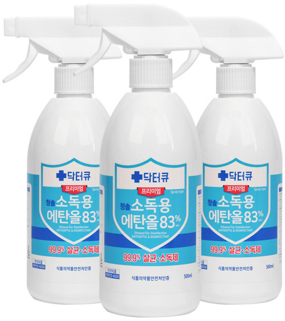 닥터큐 소독스프레이 살균소독제 500ml, 3개