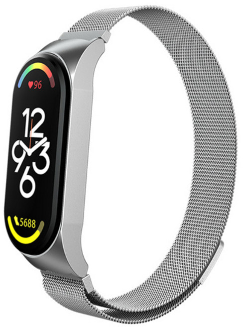 샤오미 Mi 밴드 8 스트랩 밴드 Mi band 6 7 용 밀라노 팔찌 샤오미 mi band 7 3 5 6 4 용 스테인레스 스틸, Mi Band 8, 4)silver