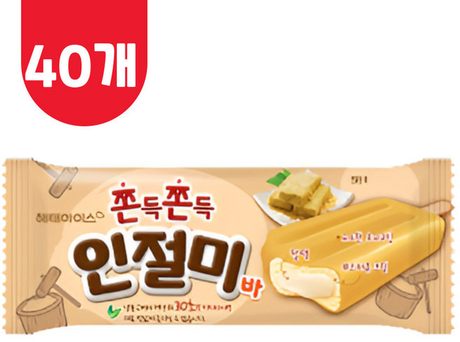 해태 아이스크림 인절미바, 40개, 63ml