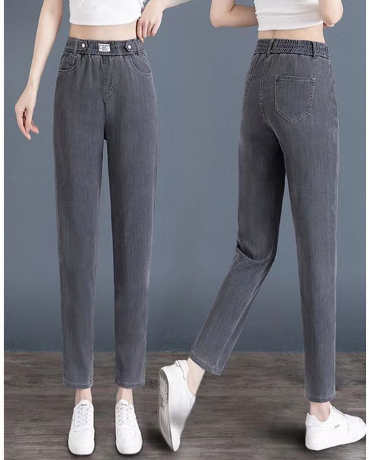 해피유통 여성 텐셀 청바지 얇은 하이웨스트 캐주얼 부츠컷 팬츠jhn