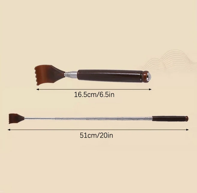 효자손 등긁개 스테인레스 스틸 텔레스코픽 받이 스크래처 확장형 나무 가려움증 셀프 마사지 노인 간질 스틱 1 개, 01 1PC, 1개