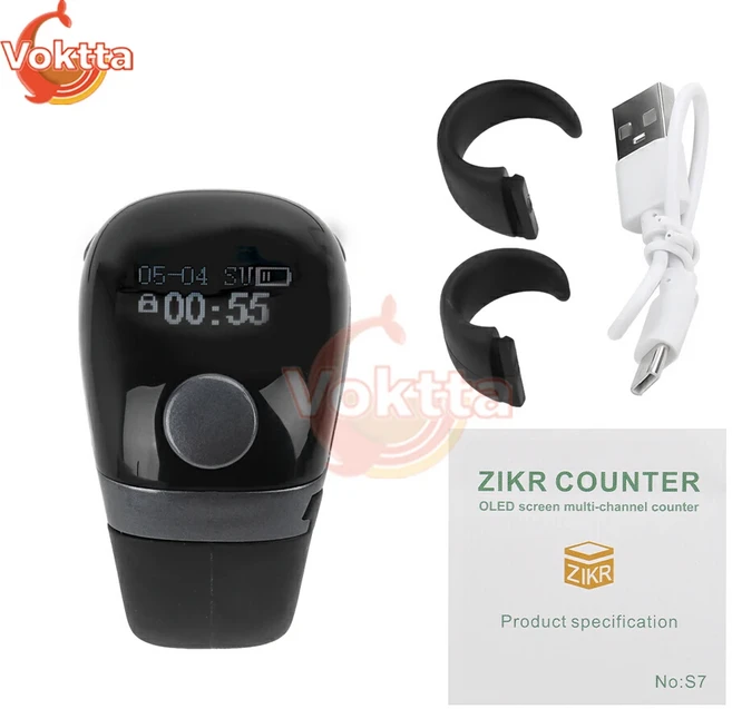 5기도 디지털 Tasbeeh Iqibla 방수 스마트 Zikr 링 시간 진동 알림 스마트 Tasbih 탈리 카운터 Zikr 링, 03