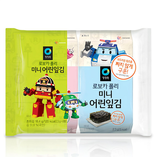 청정원 로보카폴리 미니 어린잎김 8p, 18.4g, 1개