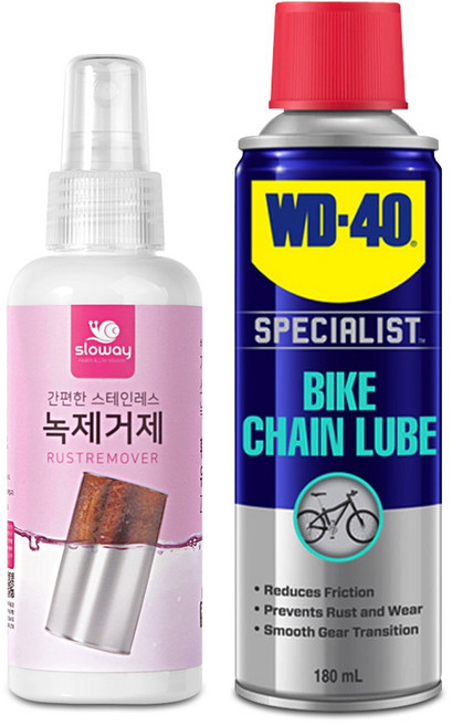 자전거 녹제거제 + WD-40 바이크 체인 윤활유 180ml, 녹제거 150ml + 체인 윤활유 180ml, 1개, 150ml