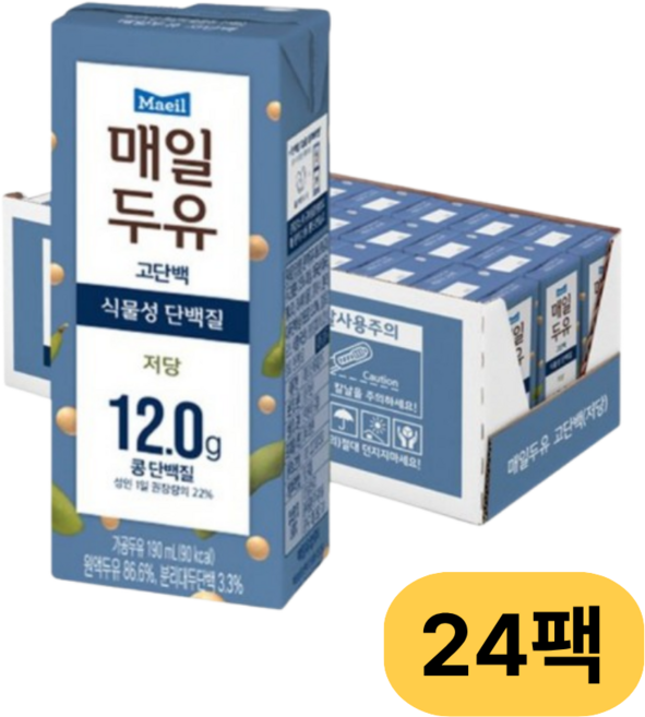 매일두유 고단백 무설탕 190ML, 24개