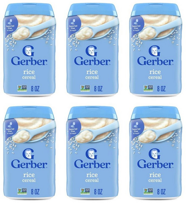 Gerber 거버 1단계 라이스 유아 시리얼 227g, 6개, 쌀맛