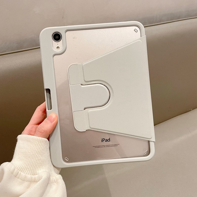 iPad 保護套 智能休眠 帶筆槽 皮套 M5, 旋轉支架書本款-銀河灰,iPad 10代/11代（A16）11吋, 1個