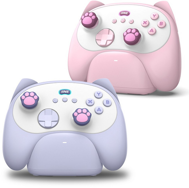이이네 닌텐도 스위치2 컨트롤러 이이네 키튼 고양이 게임패드 프로콘 조이콘 PC 모바일, 핑크, 1개