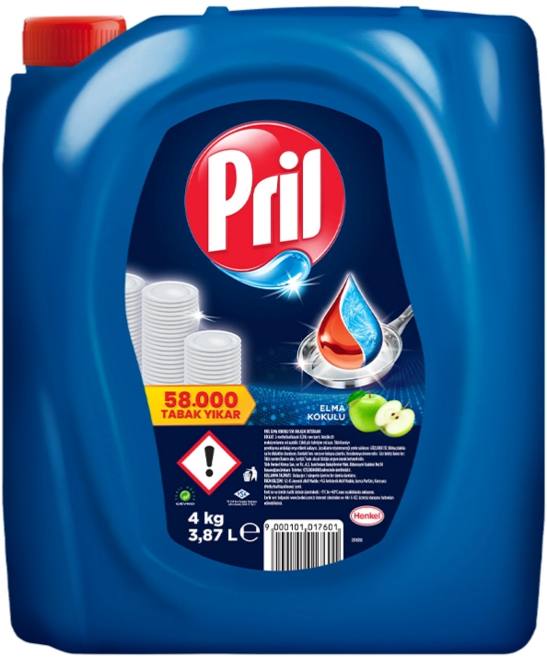 德國Pril超濃縮高效洗碗精 重量瓶 檸檬, 蘋果3868ML (業務用大容量), 1個