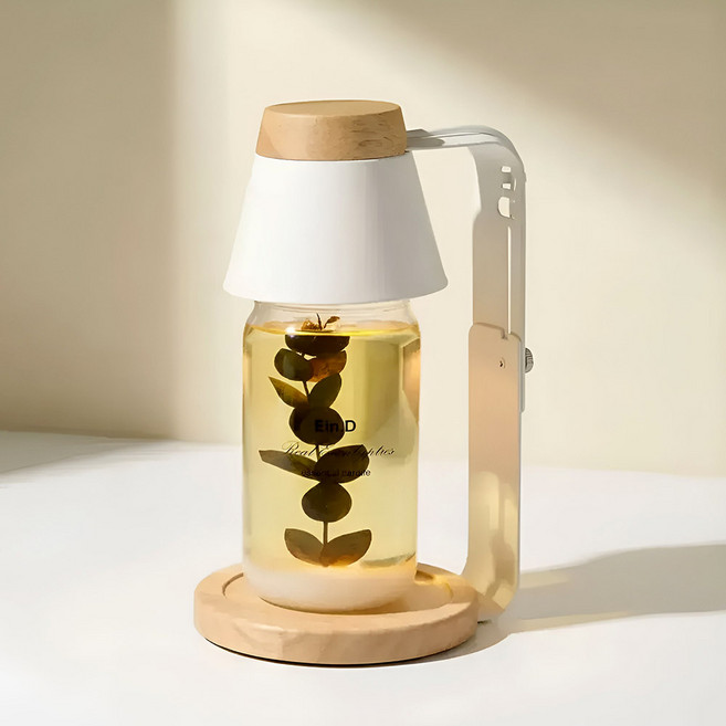 에인디 아르볼 우드 타이머 캔들워머 100% 에센셜아로마 리얼 캔들 570g 세트, 화이트 우드(타이머), 리얼 유칼립투스 캔들570g