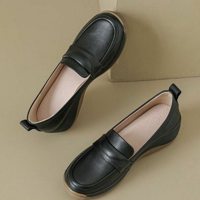 페이준 여성 발편한 단화 통굽 미끄럼 방지 소프트 플랫 로퍼 4cm YFC103