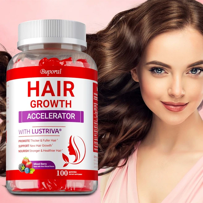 모발 성장 촉진 소프트 츄 임상적으로 연구된 Lustriva와 Biotin이 함유된 여성과 남성을 위한 모발 성장 비타민으로 더 두껍고 풍성하고 강한 모발을 촉진합니다., 1개, 60정 - 쿠팡