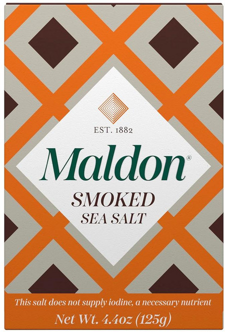 Maldon 훈제 바다 소금 플레이크 참나무 훈제 피라미드형 소금 결정, 1개, 125g