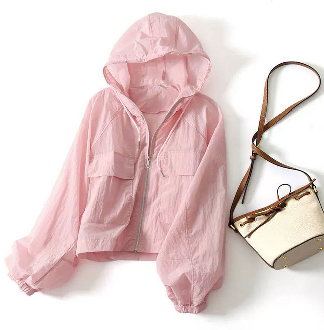 얇은 여름 래쉬가드 캐주얼 스타일 데일리룩 여성용 래쉬가드 숏 후드 디자인 활동성 코트 일상 생활 바람막이 자외선 차단 자켓