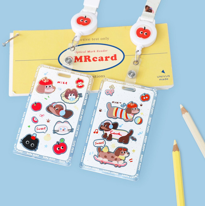 너스키니 냥이 캐릭터 릴홀더 교통카드 포토카드 학생증 명찰 간호사 목걸이 사원증 케이스, 냥페이스