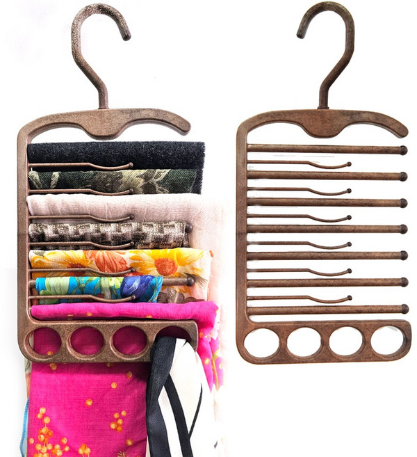 국산 11구 논슬립 스카프 머플러걸이, 1개, 우드브라운