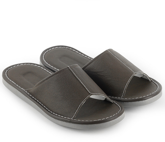 천연소가죽 사무실 거실 실내화 실내 슬리퍼 거실화, 1개, 브라운