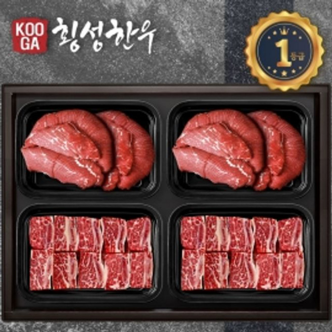 (냉장 냉동) 횡성한우 어사품 1등급 4구세트 (불고기 불고기 찜갈비 찜갈비) 2.4kg shi+048mV, 1