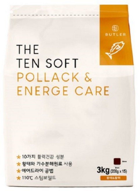 버틀러 더텐 소프트 반건조 사료 치아깨끗티슈제공, 3kg, 1개, 황태, 활력케어, 치아깨끗