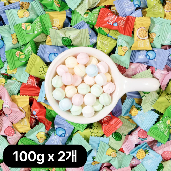 샤오커오라 민트향 비타민C 과일 12종 믹스 베트남 무설탕 사탕 캔디, 100g, 2개 - 쿠팡