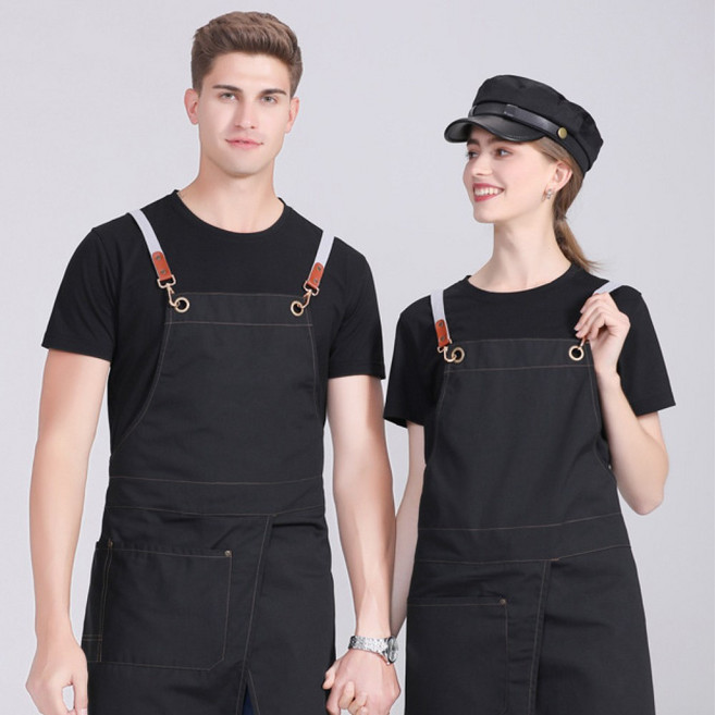 바리스타 앞트임 앞치마, 블랙, 1개