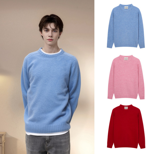 헤지스맨 남성 셔틀랜드 울 쉐기독 크루넥 니트 3color