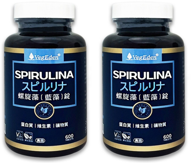 蔬福良品 VegEden 藍藻錠 螺旋藻 藻藍素 B12 SGS檢驗通過 英國全素協會認證, 1個, 2罐入