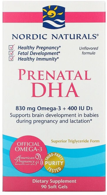 노르딕 네츄럴 프리네탈 Nordic Naturals Prenatal DHA 830mg 90정, 1개 - 쿠팡