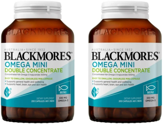 호주 블랙모어스 무취 미니 피쉬오일 오메가 Blackmores Omega Mini Double Concentrate, 200정, 2개 - 쿠팡