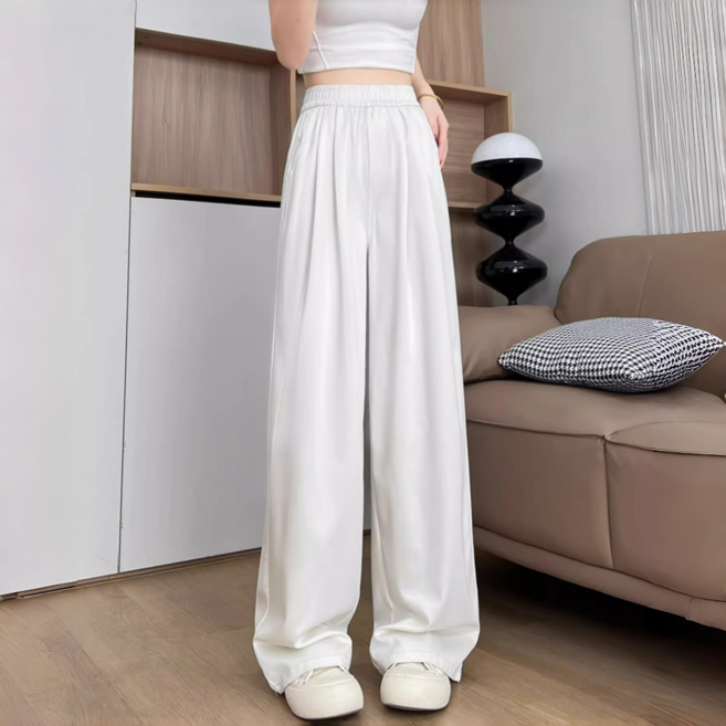 VIISHOW 여성 텐셀 허리밴딩 청바지 하이웨스트 와이드팬츠