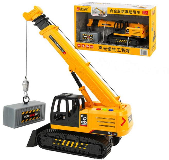 888玩具 888便利購 聲光摩輪吊車起重機 可伸縮吊臂 360度旋轉台 音樂 說故事, 1個, 黃色