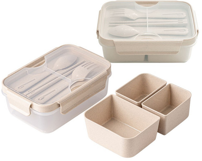 나누담 데일리 2+1칸 도시락 1100ml, 혼합색상, 2개