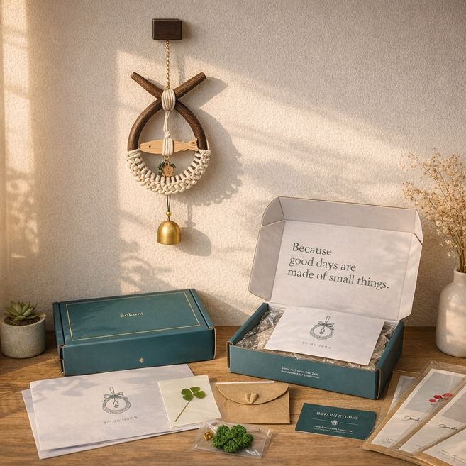 보코니 소 코뚜레 액막이 명태 [고급선물포장] 행운 꽉 잡아두는 이사 집들이 개업 현관 도어벨, 오크