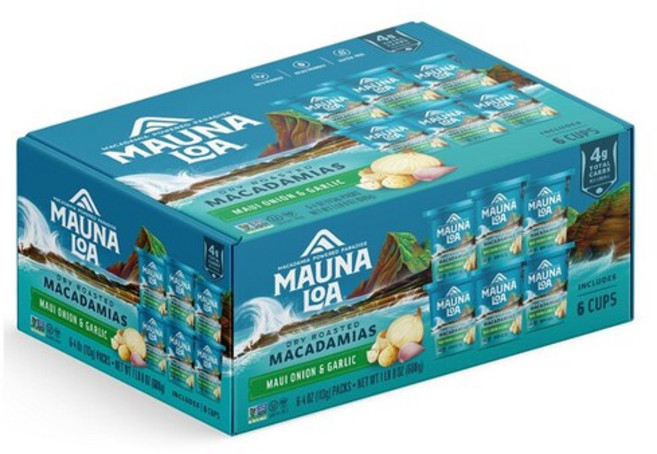 Maunaloa 마우나로아 마카다미아 마우이 어니언 갈릭 113g x 12팩 드라이 로스티드 글루텐프리, 12개