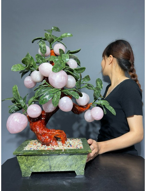 天然水晶盆景擺飾 招財裝飾品, 粉4