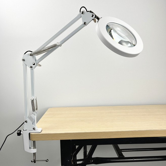 비상 돋보기 USB LED 조명 스탠드, 화이트, 1개
