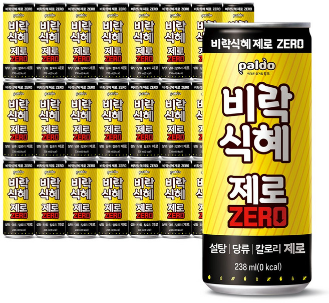 팔도 비락식혜 제로 슬림캔, 238ml, 24개